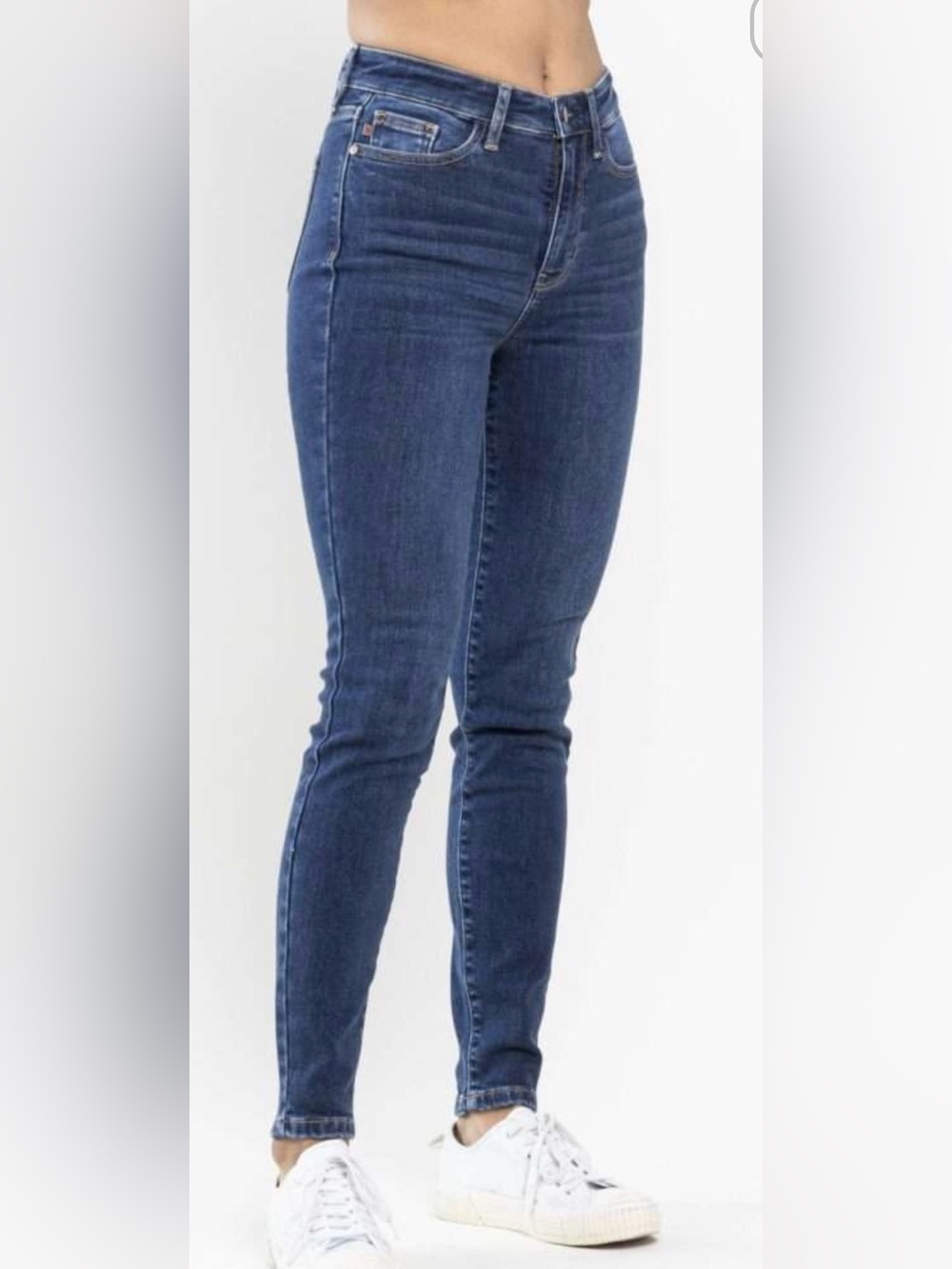 Judy Blue Mid-Rise Skinny Jeans in Deep Blue Wash